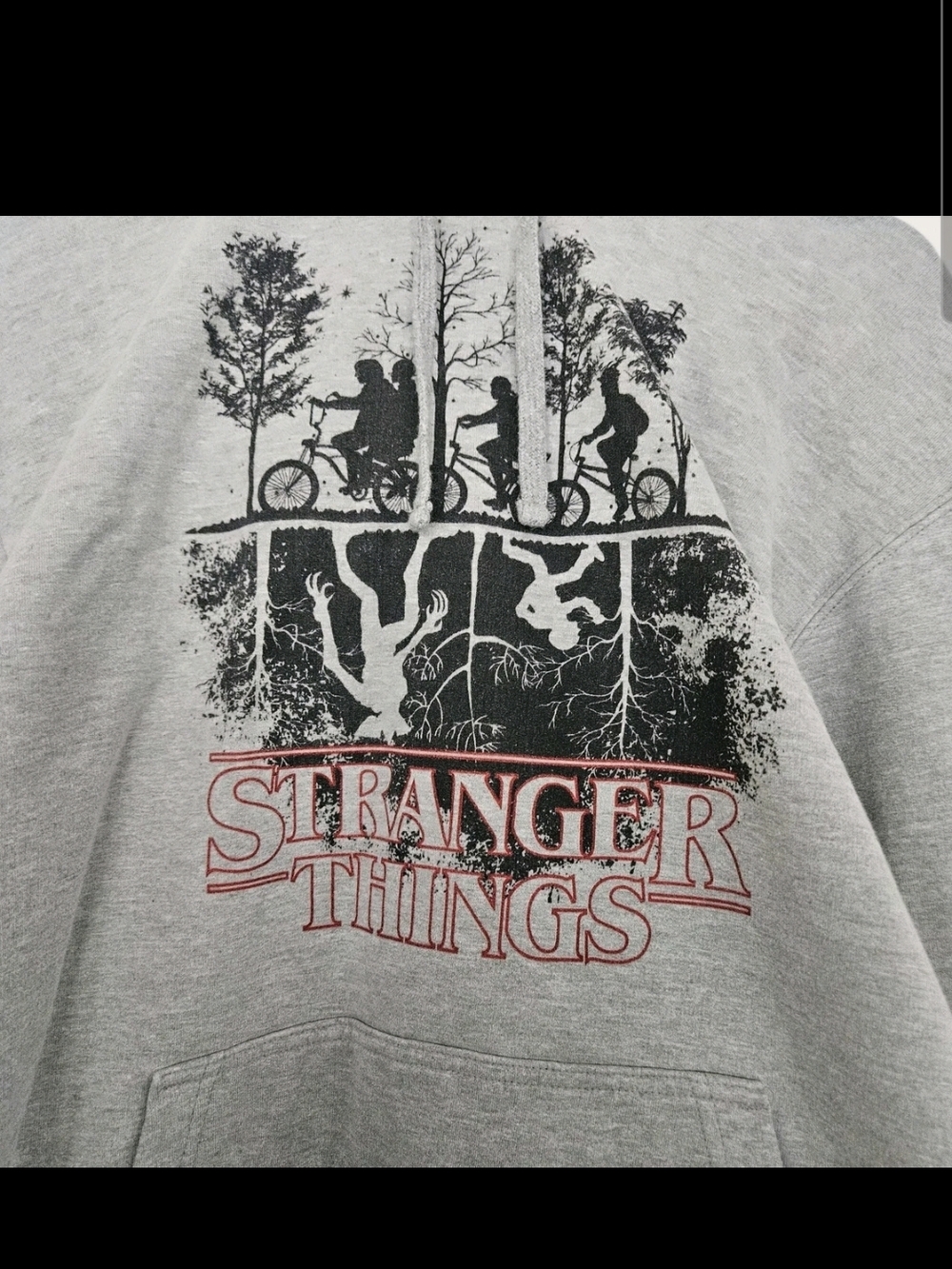 STRANGER THINGS Hoodie Grey Netflix Official Merch Upside Down Oversized XL